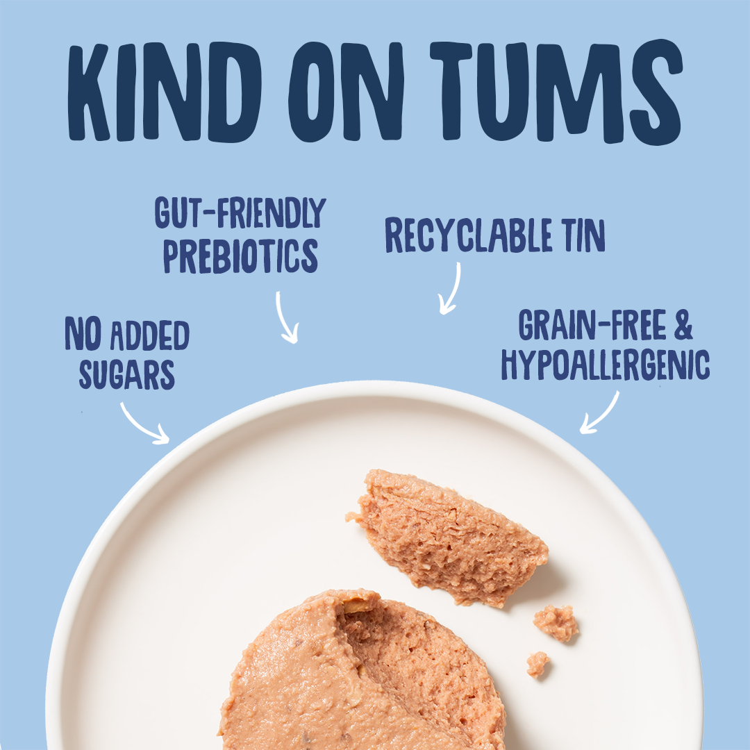 Kind on Tums product with text highlighting features on a blue background